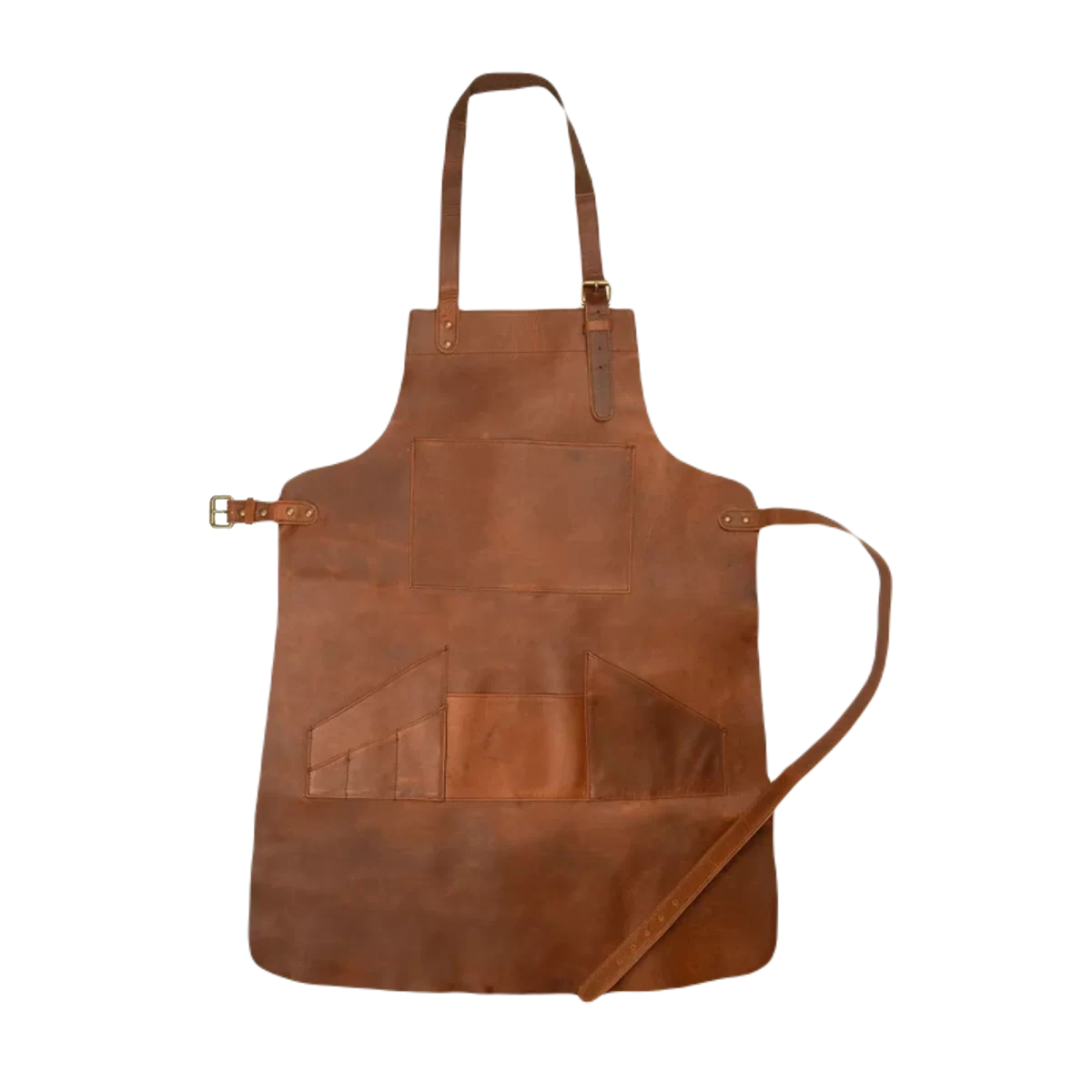 distressed leather apron