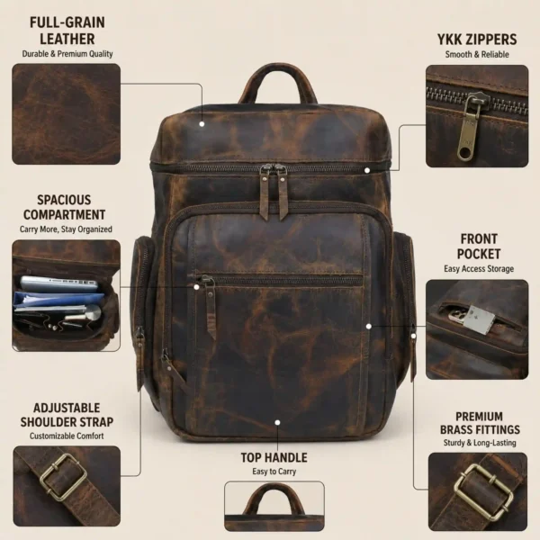 Leather Backpack - Saint Stag (3)