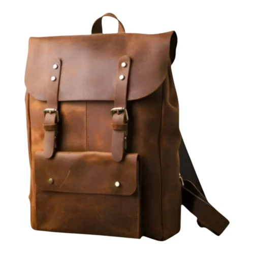 Leather backpack product.