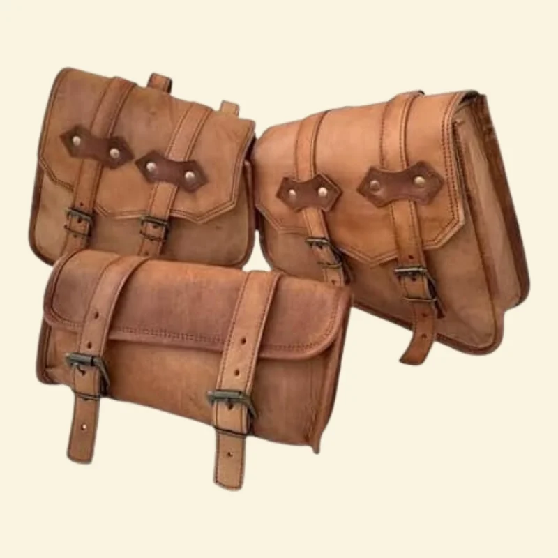 Classic Brown Saddle Bag Set Of 3