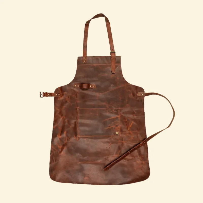 Craftsman's Distressed Brown Leather Utility Apron