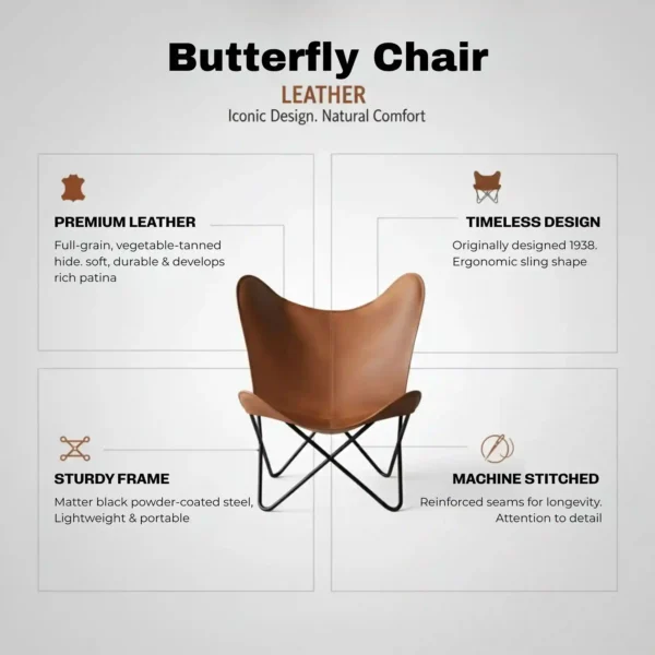 Leather Butterfly Chair - SAINT STAG