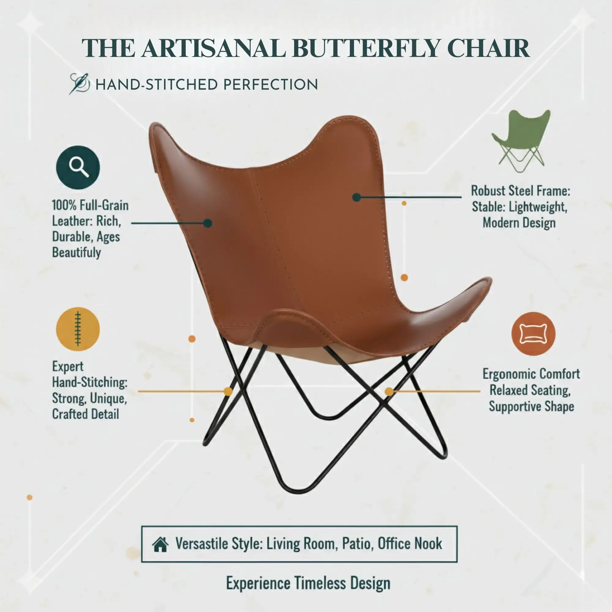 Leather Butterfly Chair - SAINT STAG