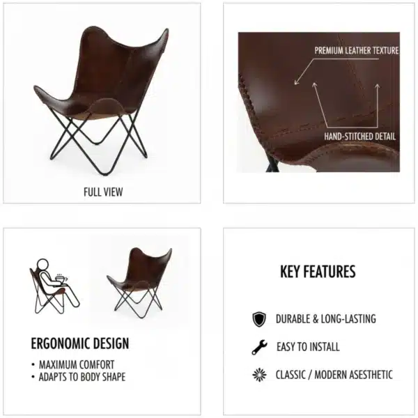 Leather Butterfly Chair - SAINT STAG