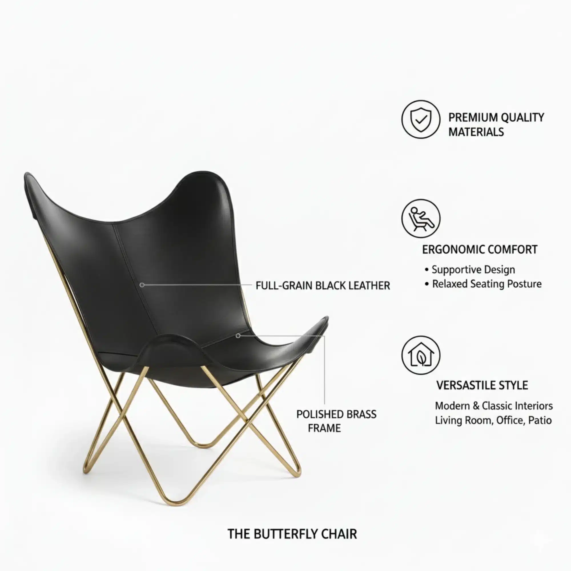 Leather Butterfly Chair - SAINT STAG