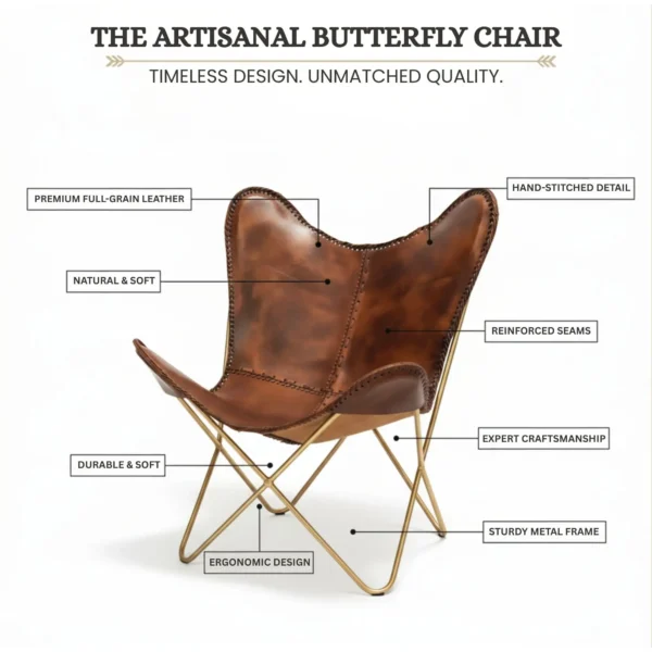 Leather Butterfly Chair - SAINT STAG