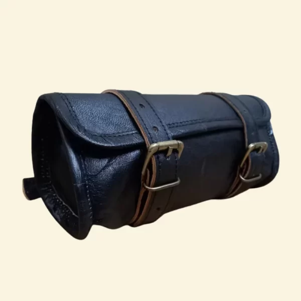 Retro Black Leather Saddlebags