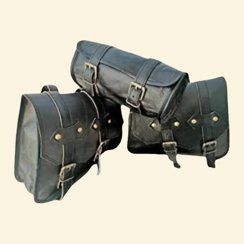 Retro Rider's Genuine Leather Side Pouch Set Of 3
