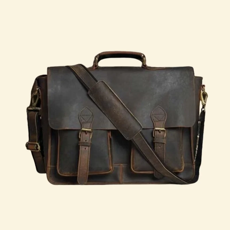 Vintique Leather Messenger Briefcase