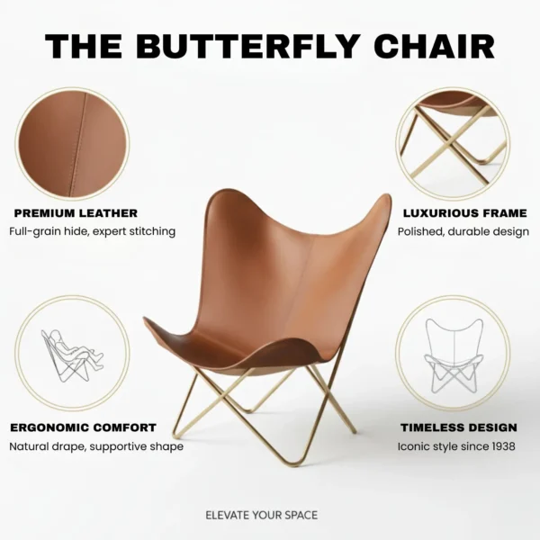 Leather Butterfly Chair - SAINT STAG