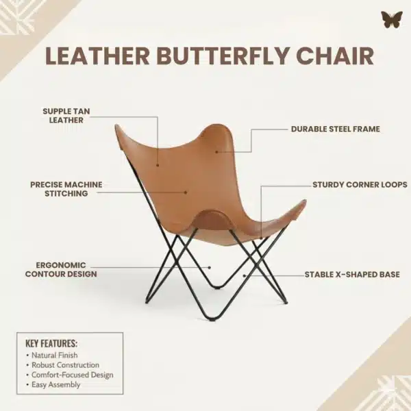 Leather Butterfly Chair - SAINT STAG