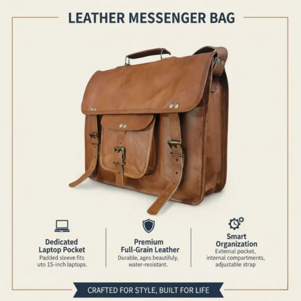 Leather Messenger Bag - SAINT STAG