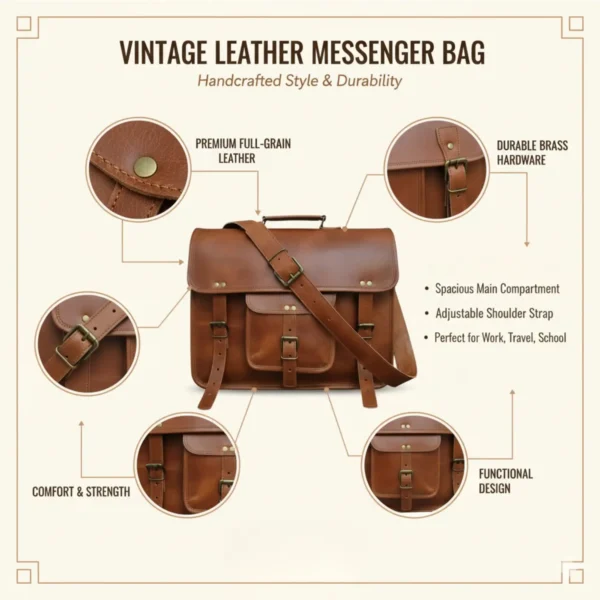 Leather Messenger Bag - SAINT STAG