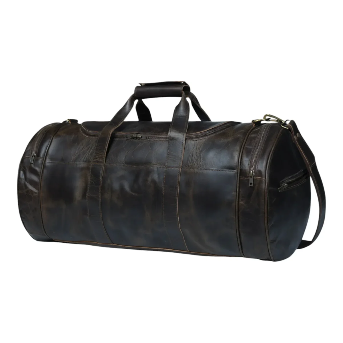 rugged mens leather duffle bag