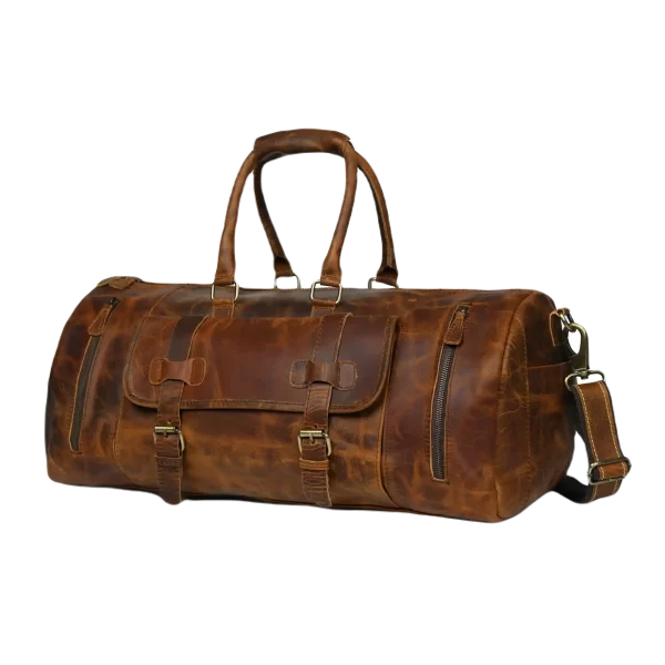 Leather Weekender Luggage Bag Tan Colour with Shoe Compartment  Duffle