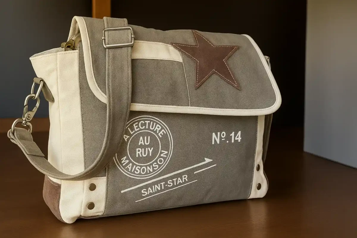 Vintage leather backpack illustration.