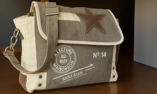 Vintage leather backpack illustration.