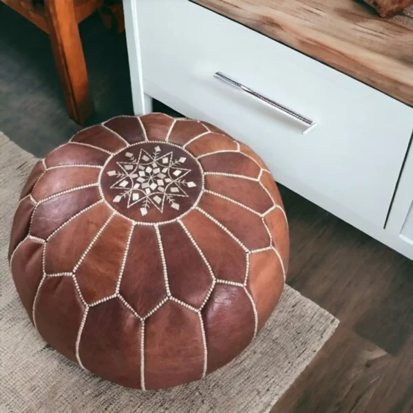 Leather Morocca Pouf Cover - SAINT STAG