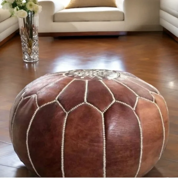 Leather Morocca Pouf Cover - SAINT STAG