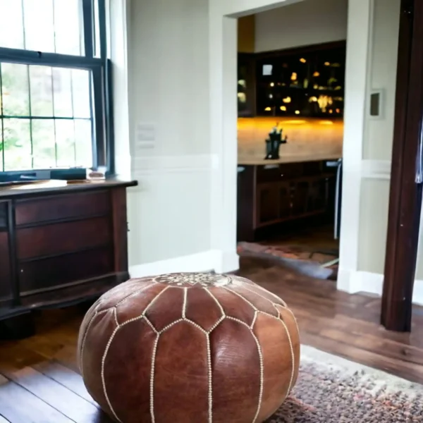 Leather Morocca Pouf Cover - SAINT STAG