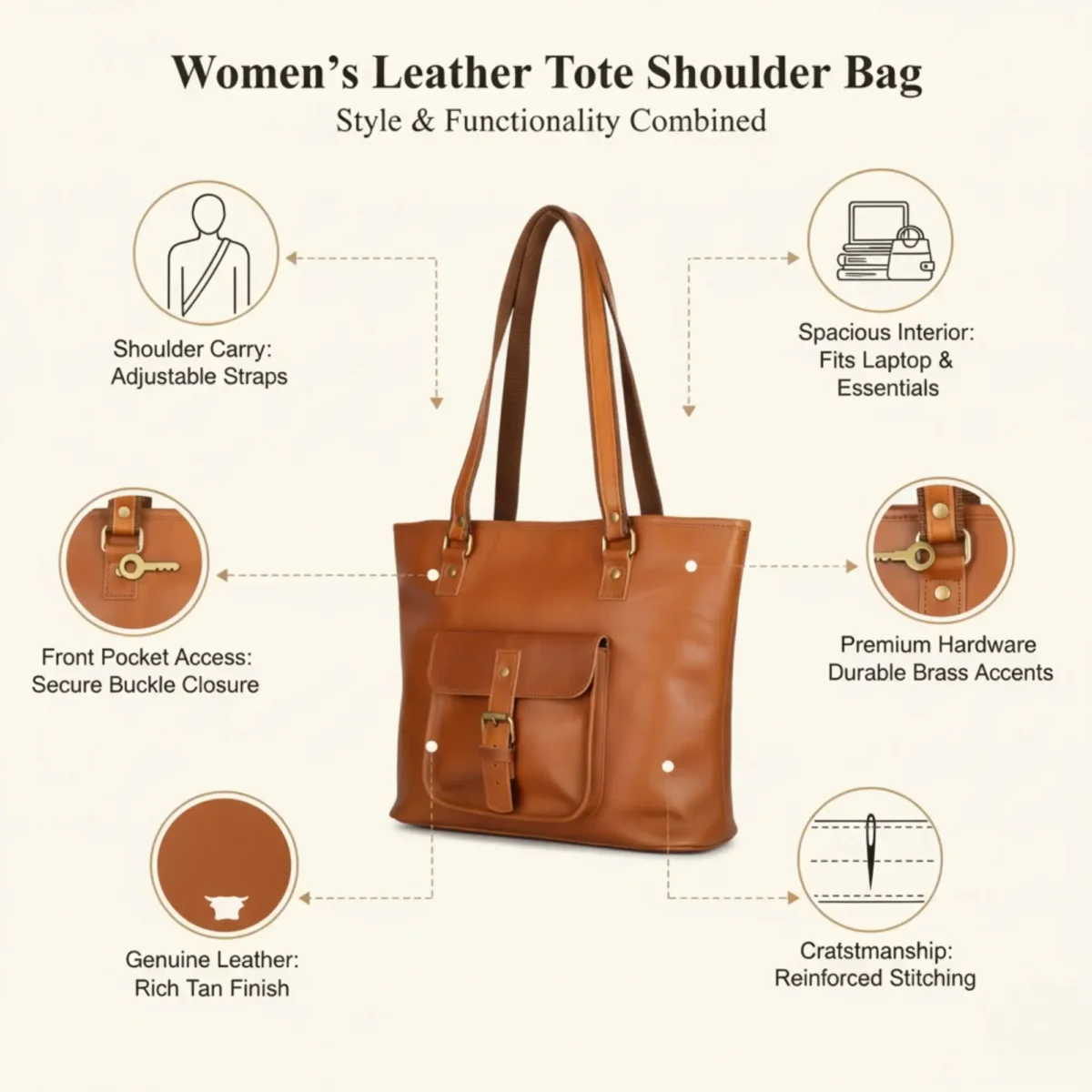 Leather Tote Bag - SAINT STAG