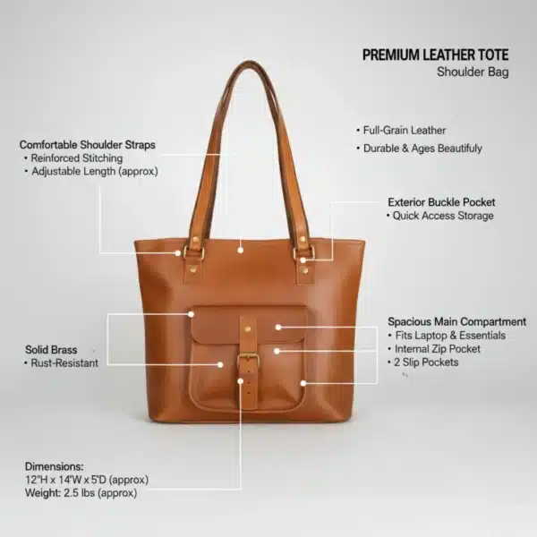 Leather Tote Bag - SAINT STAG